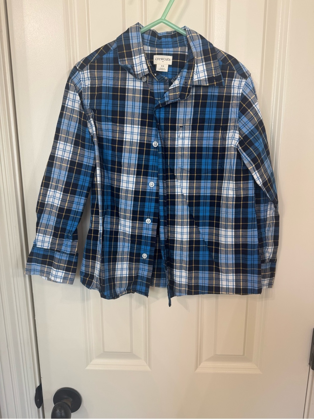 J crew factory Crewcuts Blue and Black Plaid Button-Down Shirt boys